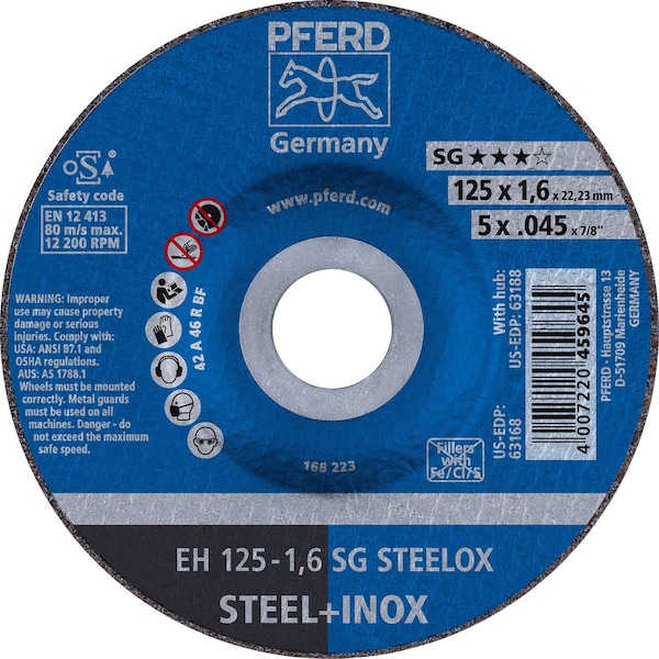 Pferd 63168 5in x .045in Cut-Off Wheel, 7/8in AH A 46 R SG INOX - Type 27 63168-PFERD - main